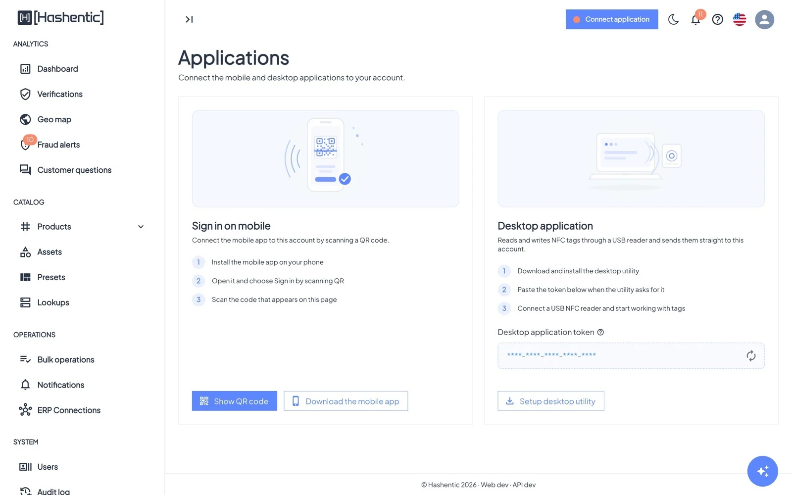 Applications. Sign in on mobile with a QR code, download the apps, and get your Desktop application token.