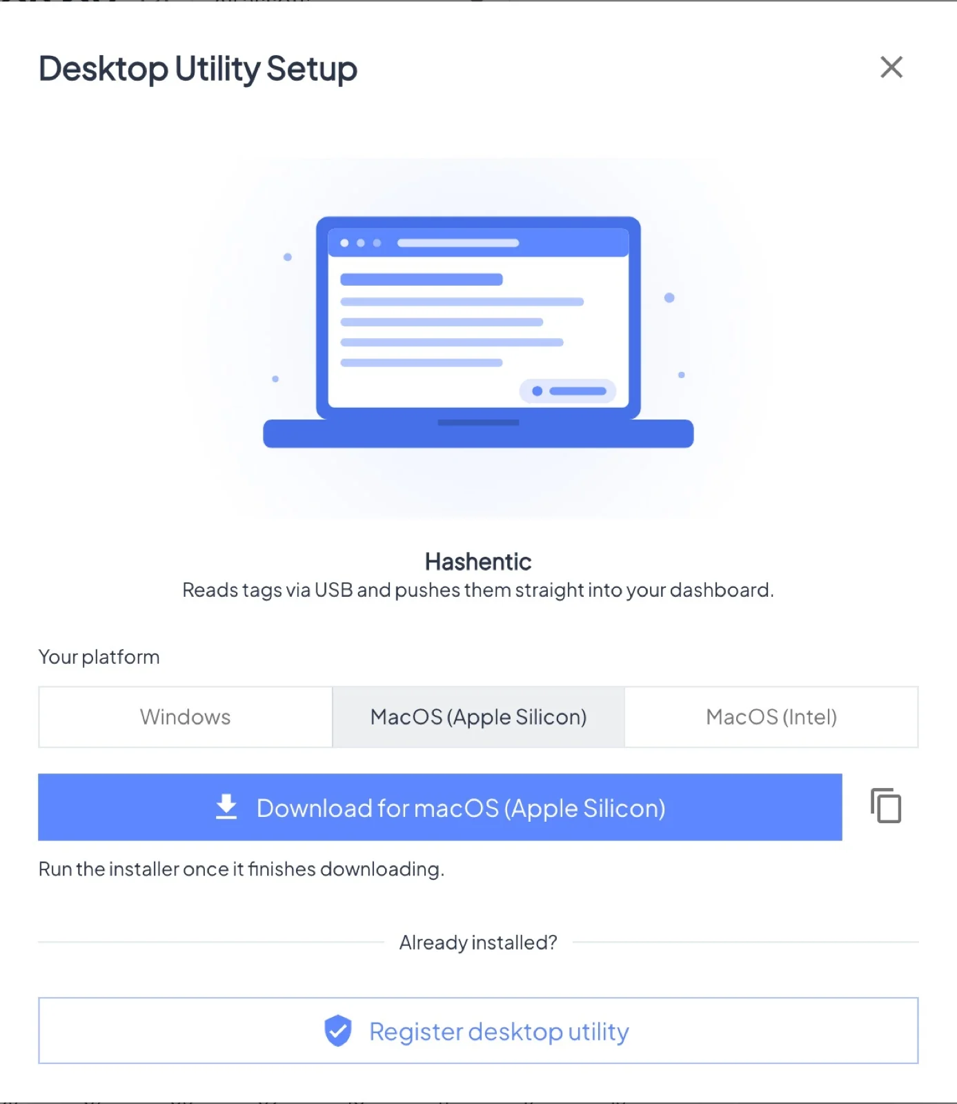 Desktop Utility Setup, from the menu (Setup desktop utility) or System → Applications.