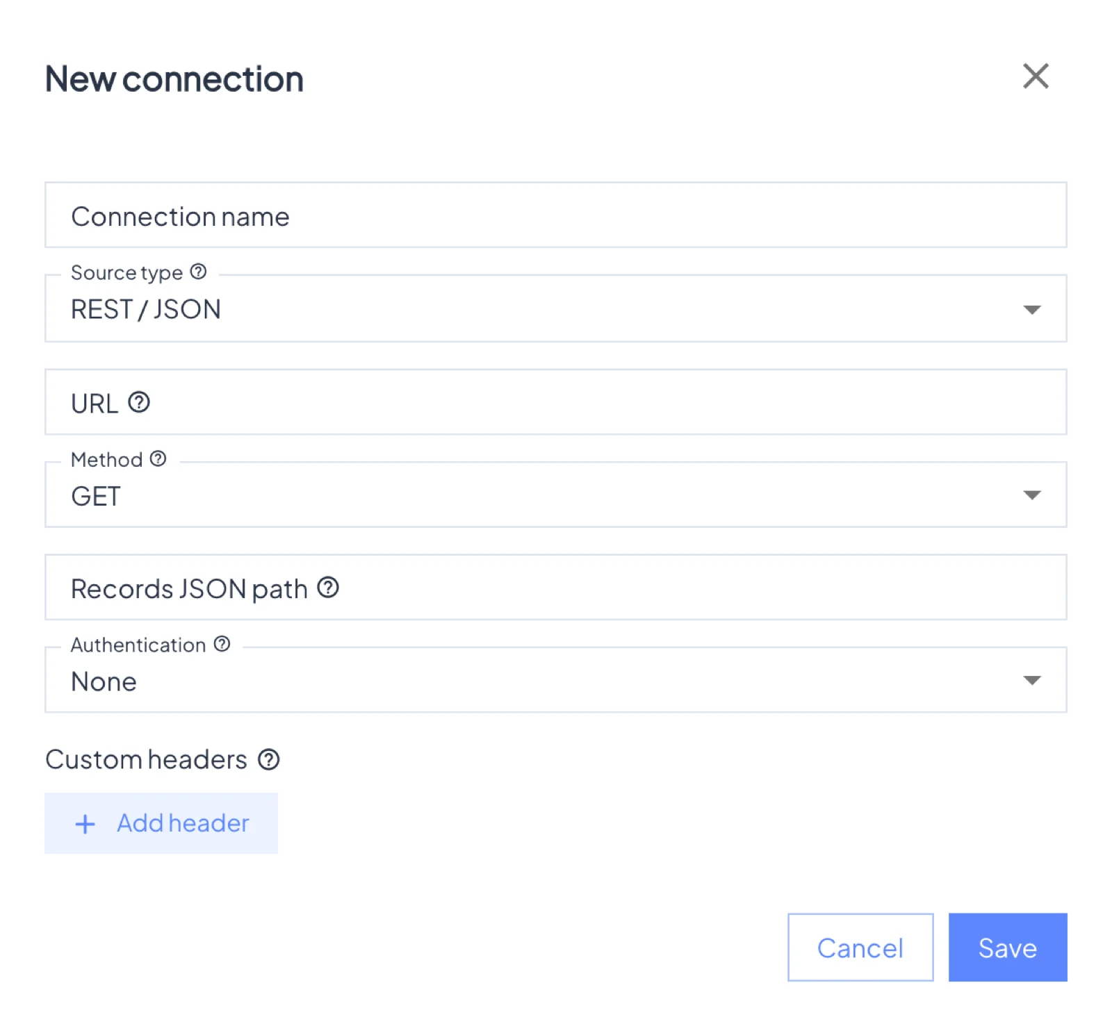 New connection to a REST/JSON source.
