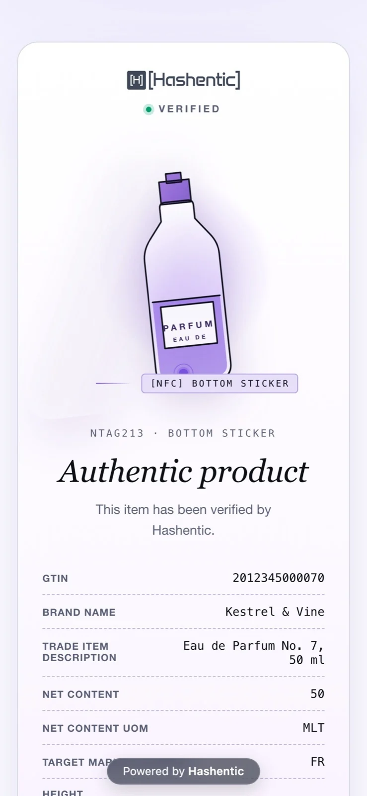 Verified. The Cosmetics design from the gallery with the product's fields.